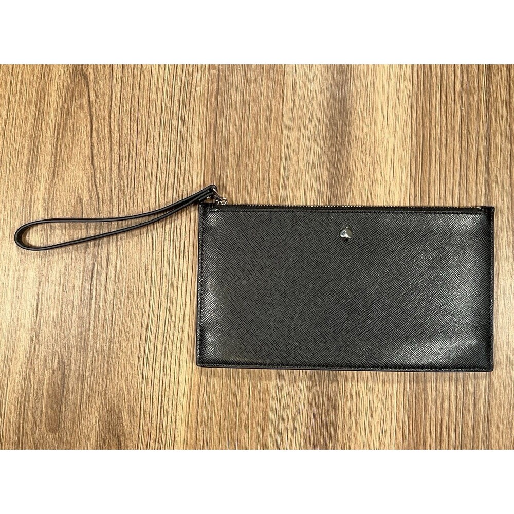 Kate Spade New York Wristlet Pouch Wallet Black, Pink Interior